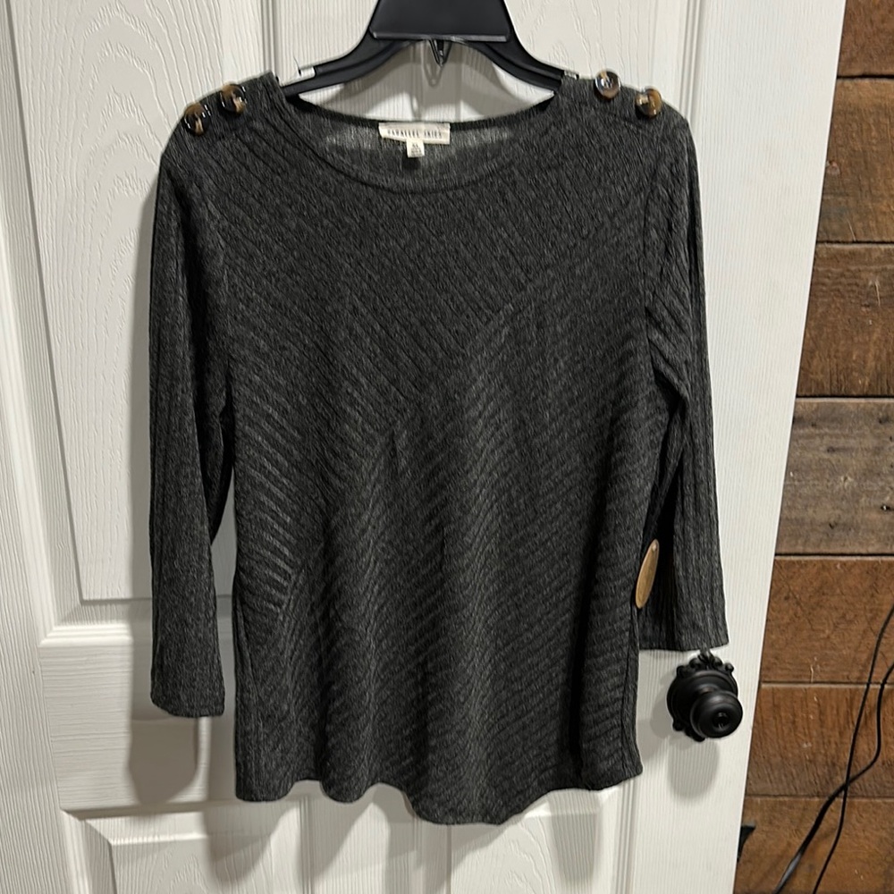 Charter Club Women's Gray Long Sleeve Top T171